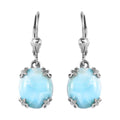 Larimar Lever Back Earring in Platinum Over Sterling Silver 11.85 ctw - Sticky add to cart bar