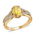 Certified & Appraised Luxoro 14K Yellow Gold AAA Sava Sphene and G-H I2 Diamond Ring 1.75 ctw (Del. in 7-12 Days) - Sticky add to cart bar