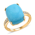 Certified & Appraised Luxoro 14K Yellow Gold AAA Sleeping Beauty Turquoise, Diamond (G-H, I2) Ring (Size 10.0) 8.35 ctw - Sticky add to cart bar