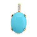 Certified & Appraised Luxoro 14K Yellow Gold AAA Sleeping Beauty Turquoise and G-H I2 Diamond Pendant 8.00 ctw - Sticky add to cart bar