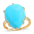 Luxoro 14K Yellow Gold AAA Sleeping Beauty Turquoise, Diamond (G-H, I2) Ring (Size 10.0) 12.65 ctw - Sticky add to cart bar