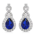 Lab Created Blue Spinel and Simulated Diamond Earrings in Silvertone 3.50 ctw - Sticky add to cart bar