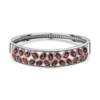 Mozambique Garnet Bangle Bracelet in Stainless Steel (10.35 In) 10.35 ctw