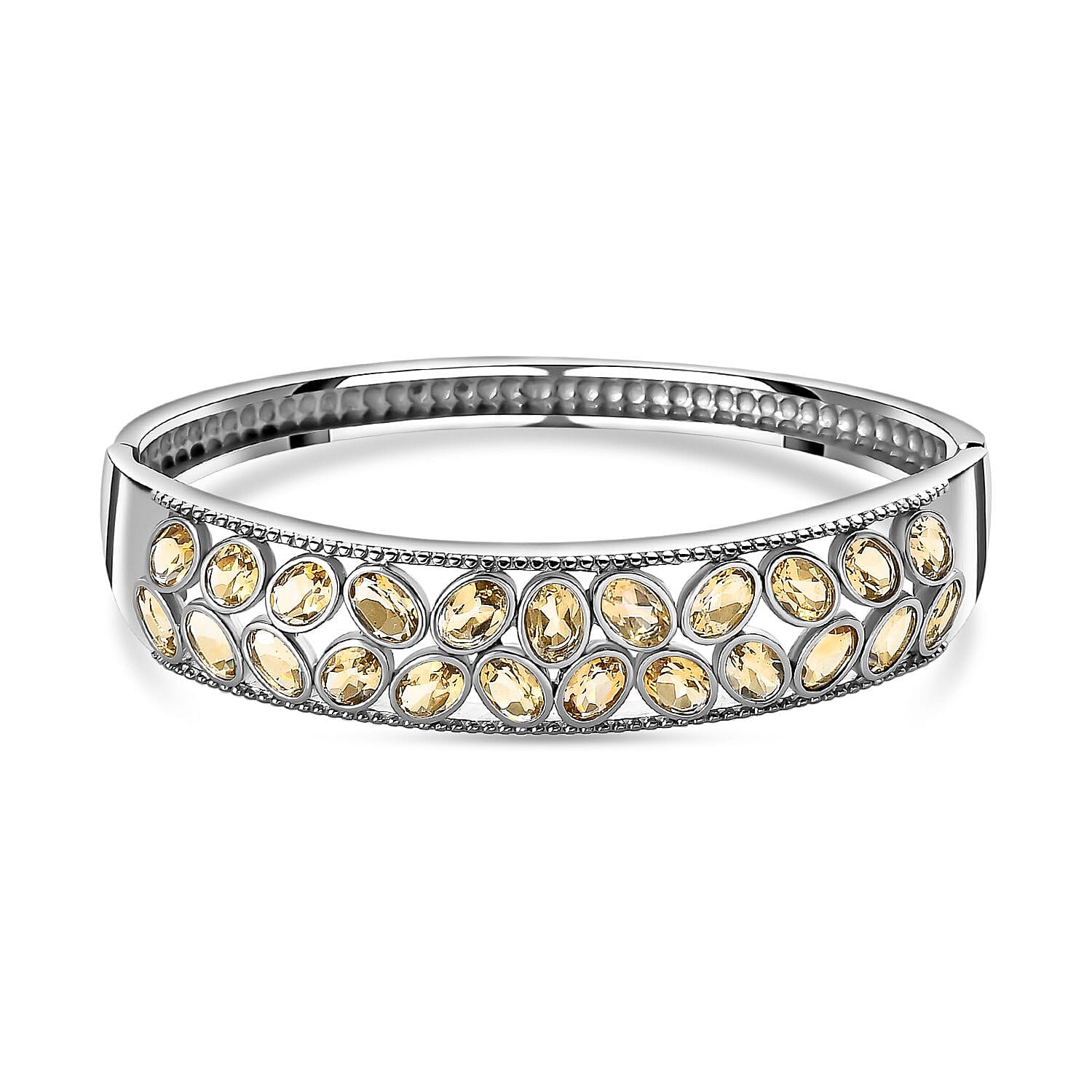 Brazilian Citrine 10.35 ctw Bangle Bracelet in Stainless Steel (7.5 In)