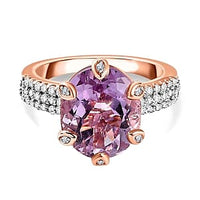 Rose De France Amethyst 4.54 ctw Ring in 14K RG Over Sterling Silver (Size 5.5)