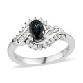 Premium Monte Belo Indicolite and Diamond Ring in Platinum Over Sterling Silver 0.75 ctw - Sticky add to cart bar