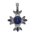 Sajen Silver Lapis Lazuli Carved and Multi Gemstone Pendant in Sterling Silver 20.60 ctw - Sticky add to cart bar