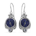 Sajen Silver Lapis Lazuli Carved and Blue Topaz Earrings in Sterling Silver 12.40 ctw - Sticky add to cart bar