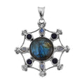 Sajen Silver Malagasy Labradorite and Multi Gemstone Pendant in Sterling Silver 22.40 ctw - Sticky add to cart bar