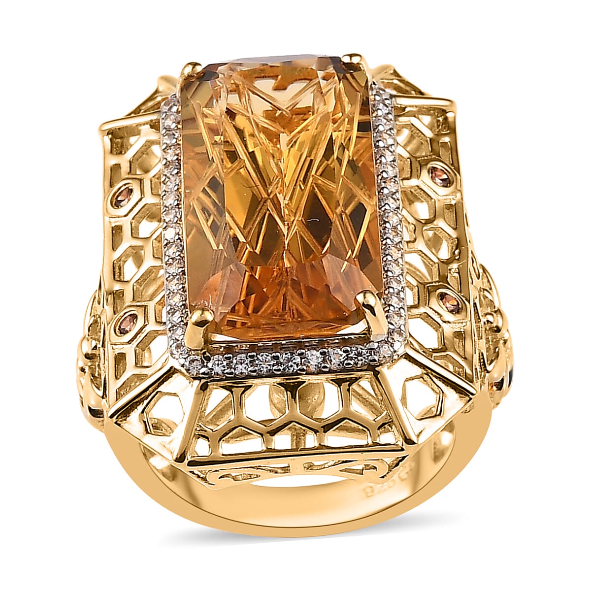 GP Trionfo Collection Premium Brazilian Citrine and Multi Gemstone Ring in Vermeil Yellow Gold Over Sterling Silver (Size 10.0) 12.00 ctw