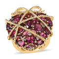 GP Amore Collection Orissa Rhodolite Garnet and White Zircon Ring in Vermeil Yellow Gold Over Sterling Silver (Size 5.0) 9.75 ctw - Sticky add to cart bar