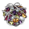 GP Amore Collection Multi Gemstone Ring in Platinum Over Sterling Silver (Size 10.0) 8.75 ctw - Sticky add to cart bar