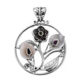 Sajen Silver Mother of Pearl and Multi Gemstone Floral Pendant in Sterling Silver 0.65 ctw - Sticky add to cart bar