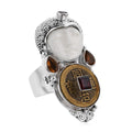 Sajen Silver Carved Bone and Multi Gemstone Ring in Sterling Silver (Size 10.0) 2.20 ctw - Sticky add to cart bar