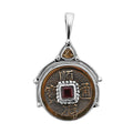 Sajen Silver Brazilian Citrine and Mozambique Garnet Coin Pendant in Sterling Silver 1.10 ctw - Sticky add to cart bar
