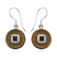 Sajen Silver Mozambique Garnet Coin Earrings in Sterling Silver 0.90 ctw