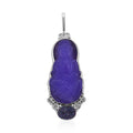 Sajen Silver Purple Jade Carved and Drusy Quartz Pendant in Sterling Silver 132.10 ctw - Sticky add to cart bar
