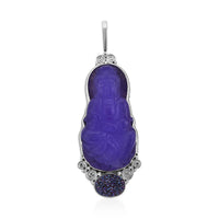 Sajen Silver Purple Jade Carved and Drusy Quartz Pendant in Sterling Silver 132.10 ctw