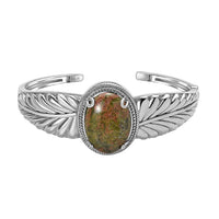 Unakite 25.00 ctw Cuff Bracelet Stainless Steel 7.50 In