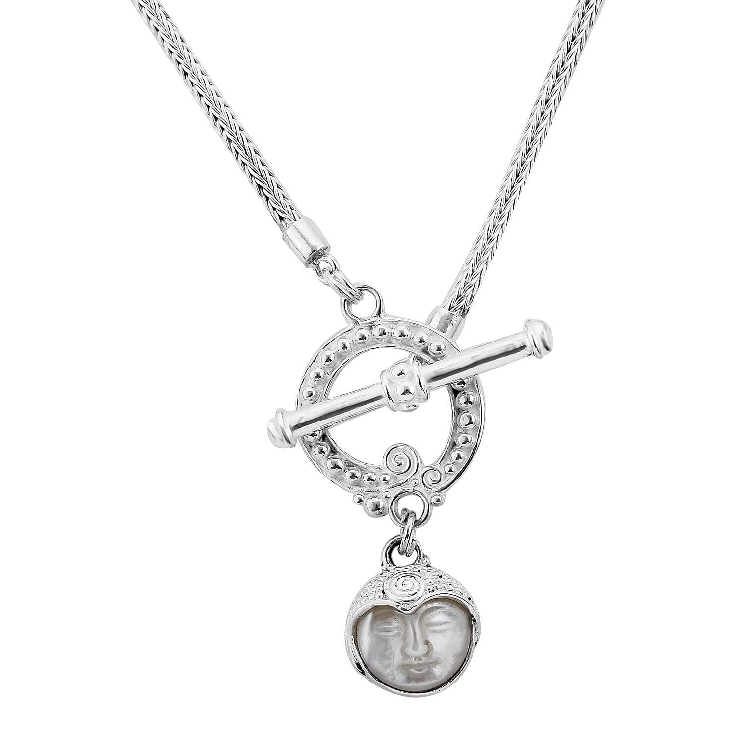 Sajen Silver Mother Of Pearl Carved Necklace 20 Inches in Sterling Silver