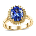Luxoro 10K Yellow Gold Premium Tanzanite, Natural Yellow Diamond (I3) (0.20 cts) Sunburst Ring (Size 6.0) 3.00 ctw - Sticky add to cart bar