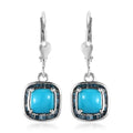 Sleeping Beauty Turquoise and Blue Diamond Lever Back Earrings in Platinum Over Sterling Silver 2.40 ctw - Sticky add to cart bar