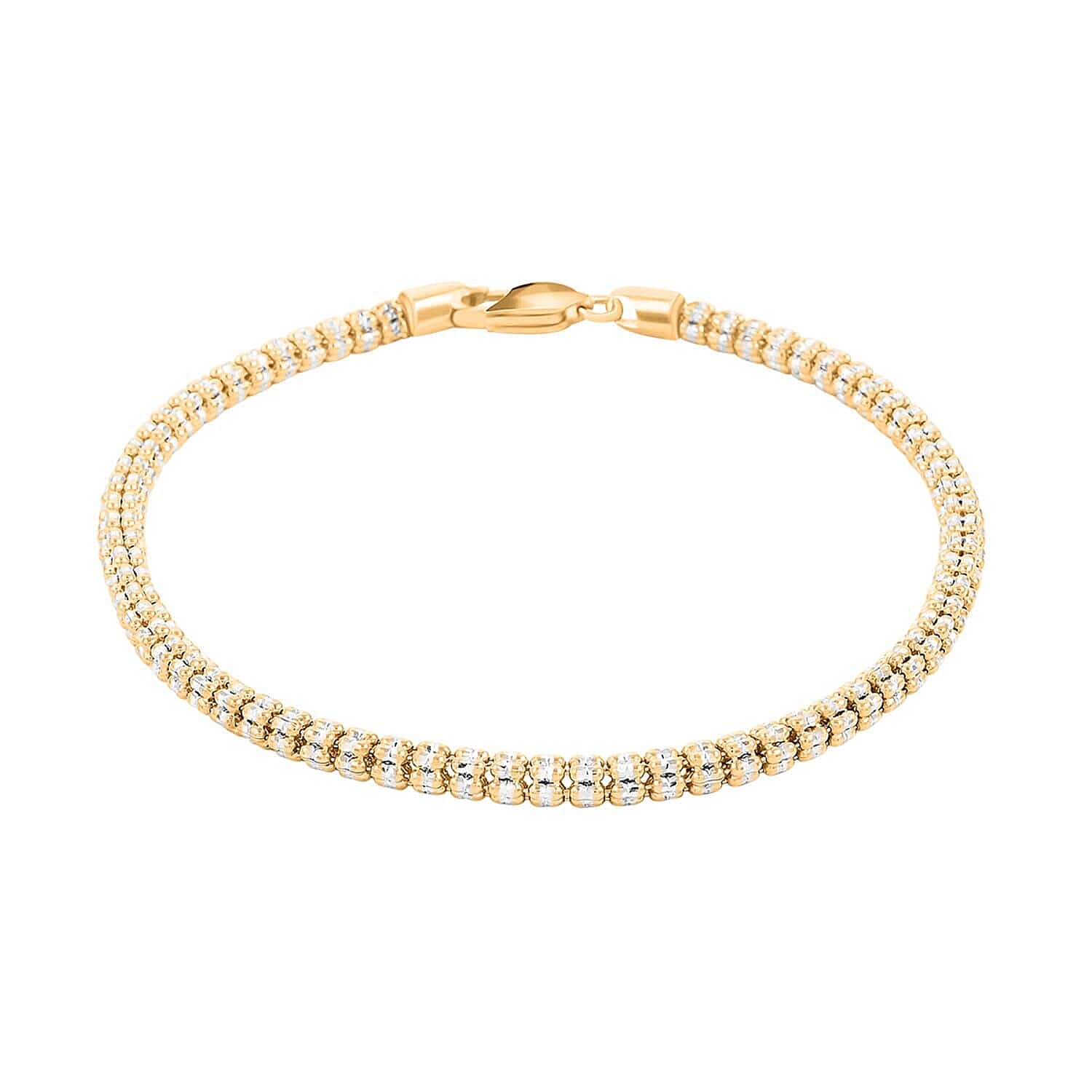10K Yellow and White Gold Ice Bracelet (7.50 In) (7.60 g)