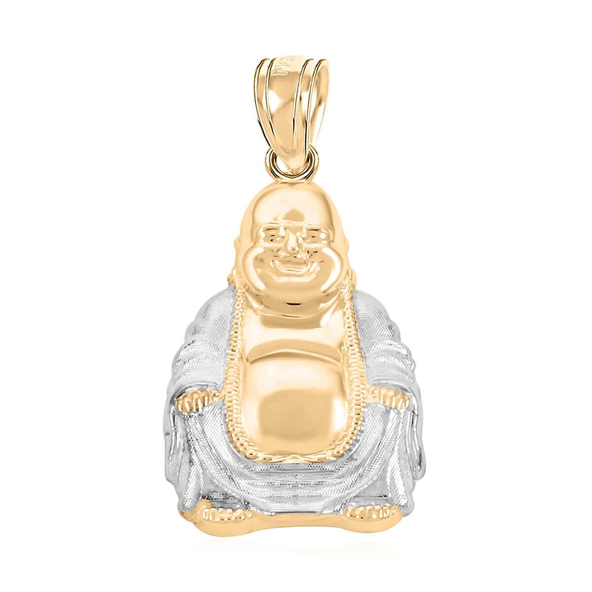 Made In America 10K Yellow and White Gold Laughing Buddha Pendant 2.3 Grams