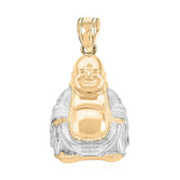 Made In America 10K Yellow and White Gold Laughing Buddha Pendant 2.3 Grams