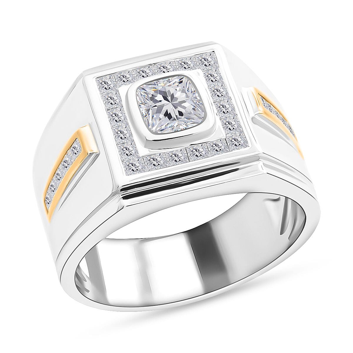 Modani 14K Yellow and White Gold I-J I2-I3 Diamond Men's Ring 9.90 Grams 2.10 ctw