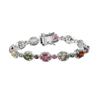 Multi-Tourmaline Bracelet in Platinum Over Sterling Silver (6.50 In) 9.75 ctw