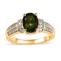 Italian Natural Vesuvianite and Moissanite Ring in Vermeil Yellow Gold Over Sterling Silver 1.35 ctw - Sticky add to cart bar