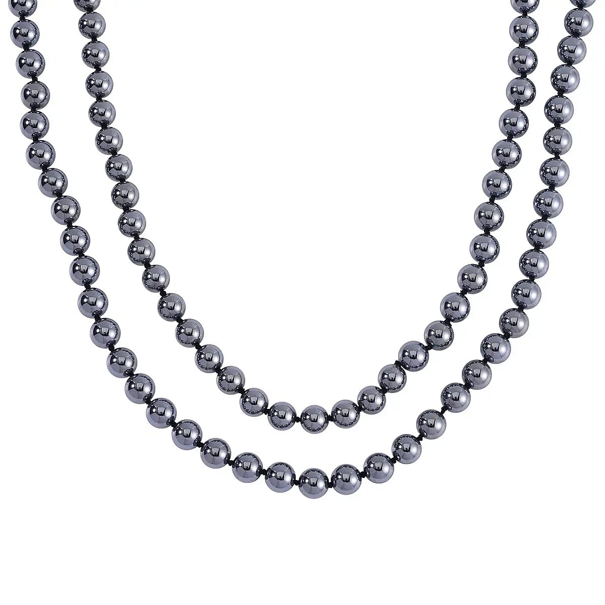 Terahertz 349.15 ctw Beaded Necklace (36 Inch) in Rhodium Over