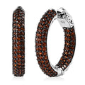 Mozambique Garnet Inside Out Hoop Earrings in Platinum Over Sterling Silver 3.15 ctw - Sticky add to cart bar