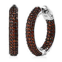 Mozambique Garnet Inside Out Hoop Earrings in Platinum Over Sterling Silver 3.15 ctw