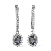 Tanzanian Platinum Spinel and White Zircon Dangling Earrings in Platinum Over Sterling Silver 1.70 ctw
