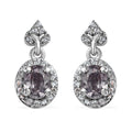 Tanzanian Platinum Spinel and White Zircon Dangle Earrings in Platinum Over Sterling Silver 1.15 ctw - Sticky add to cart bar