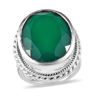 Karis Green Onyx Solitaire Ring in Platinum Bond (Size 10.0) 12.30 ctw