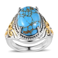 Karis Mojave Blue Turquoise Solitaire Ring in 18K YG Plated and Platinum Bond 5.35 ctw