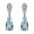 D'Joy Premium Mangoro Aquamarine and White Zircon Drop Earrings in Platinum Over Sterling Silver 0.75 ctw - Sticky add to cart bar