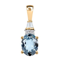 Luxoro 10K Yellow Gold Premium Santa Maria Aquamarine and G-H I3 Diamond Pendant 1.15 ctw