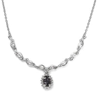 D'Joy Tanzanian Platinum Spinel and White Zircon 2.00 ctw Floral Necklace 18-20 Inches in Platinum Over Sterling Silver