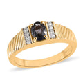Premium Platinum Spinel and Moissanite Men's Ring in Vermeil Yellow Gold Over Sterling Silver 0.90 ctw - Sticky add to cart bar