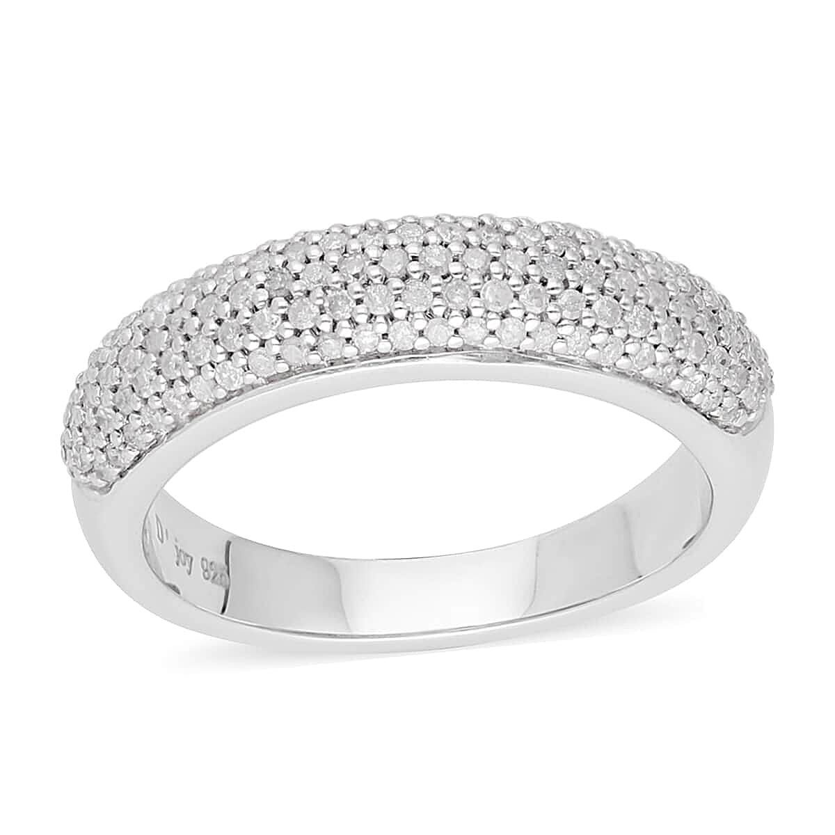 Diamond Ring in Platinum Over Sterling Silver (Size 6) 0.50 ctw