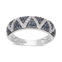 Blue and White Diamond Ring in Platinum Over Sterling Silver 0.50 ctw