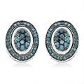 Blue Diamond Cluster Stud Earrings in Platinum Over Sterling Silver 1.00 ctw - Sticky add to cart bar