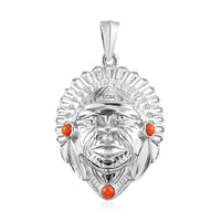 Mediterranean Coral Pendant without Chain in Platinum Over Copper with Magnet 0.30 ctw