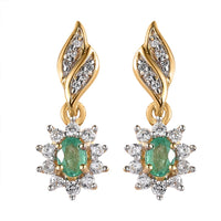 Ethiopian Emerald and White Zircon Dangle Earrings in Vermeil Yellow Gold Over Sterling Silver 0.80 ctw