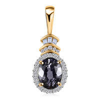 Luxoro 10K YG Premium Tanzanian Platinum Spinel and G-H I3 Diamond Halo Pendant 1.60 ctw