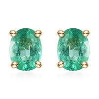 Luxoro 10K Yellow Gold Premium Ethiopian Emerald Solitaire Stud Earrings 0.65 ctw